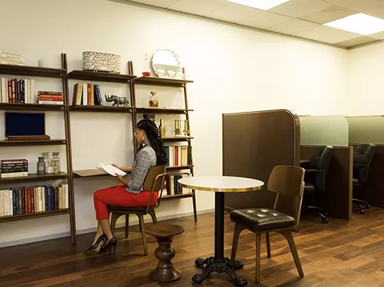 A quiet corner to focus, read, or work—at Servcorp’s coworking space in Emirates Towers, Dubai.